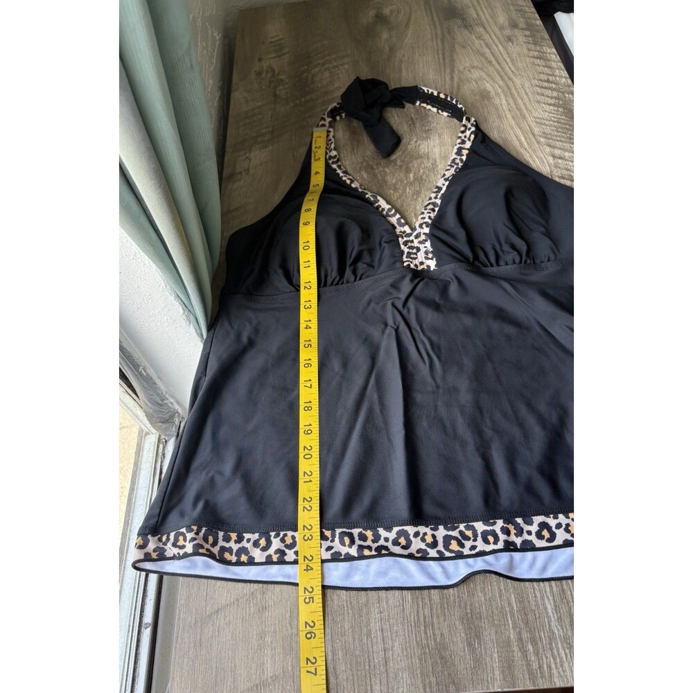 Women’s Black Leopard Halter Top and Skirt Swimsuit Set Size 2X - Picture 6 of 13